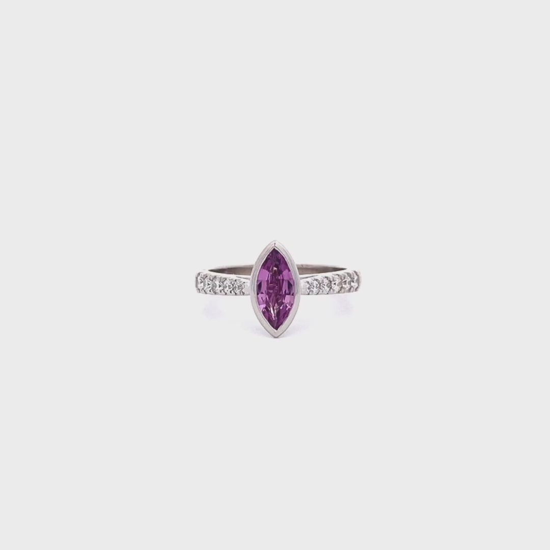 Pinque: Sapphire & Diamond Solitaire Ring in Platinum | 0.80ct
