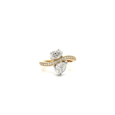 Dancers: Pear & Oval Cut Diamond Ring in Yellow Gold | 1.72ctw