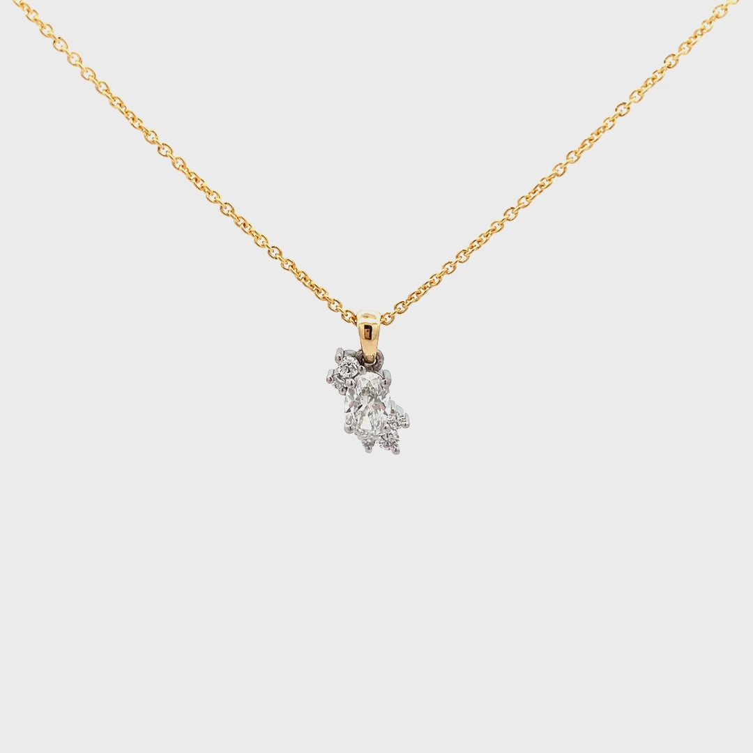 Oval Cut Diamond Cluster Pendant in Yellow Gold | 0.50ctw