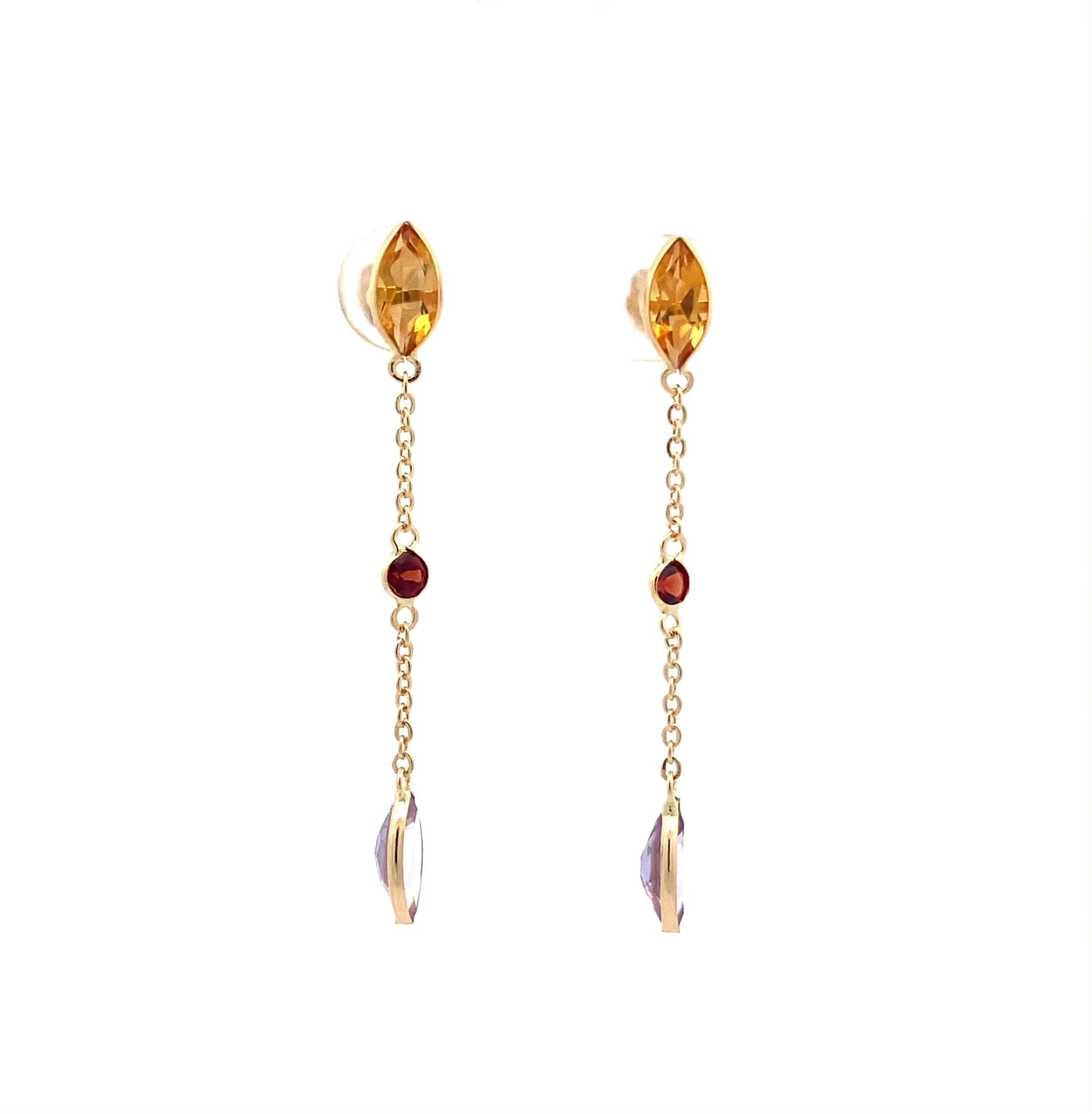 Bonfire: Coloured Gemstone Drop Earrings in Yellow Gold | 2.21ctw