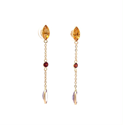Bonfire: Coloured Gemstone Drop Earrings in Yellow Gold | 2.21ctw