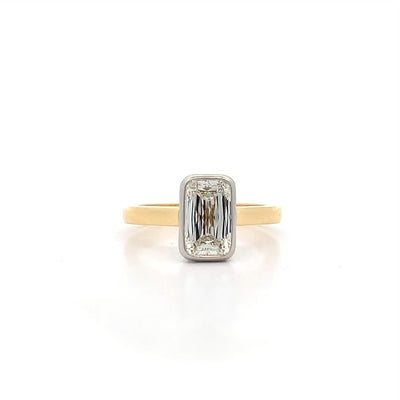 Modified Emerald Cut Diamond Solitaire Ring in Yellow Gold | 1.64ct I SI1
