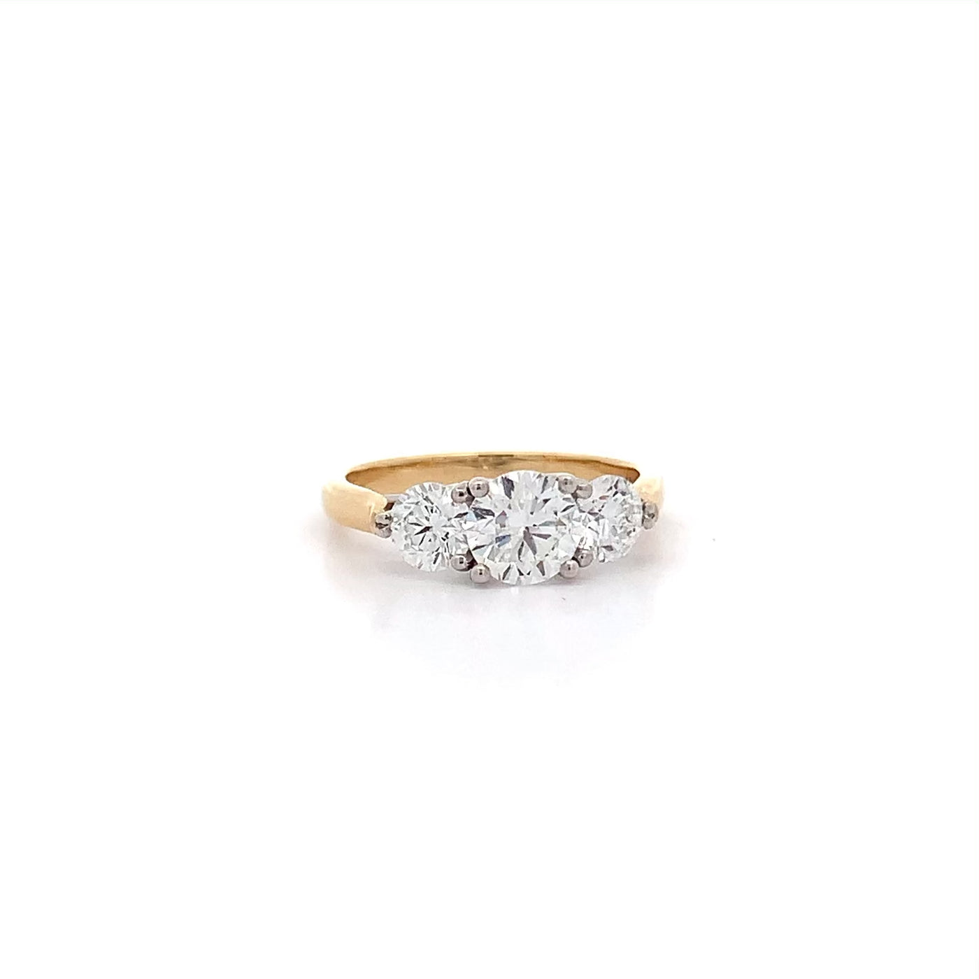 Entwine: Brilliant Cut Diamond Three Stone Ring in Yellow Gold | 1.64ctw