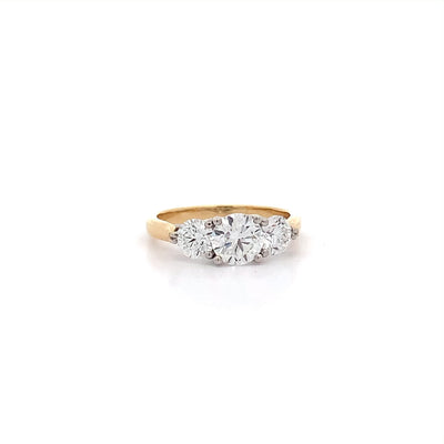 Entwine: Brilliant Cut Diamond Three Stone Ring in Yellow Gold | 1.64ctw