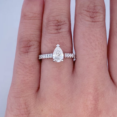 Belle: Pear Cut Diamond Solitaire Ring in Platinum | 1.08ctw