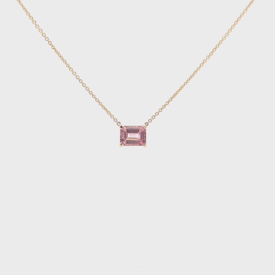 Pink Emerald Cut Tourmaline Pendant