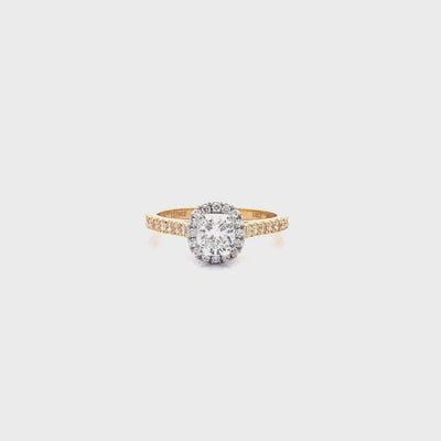 Adorn: Cushion Cut Diamond Halo Ring in Yellow Gold | 1.18ctw