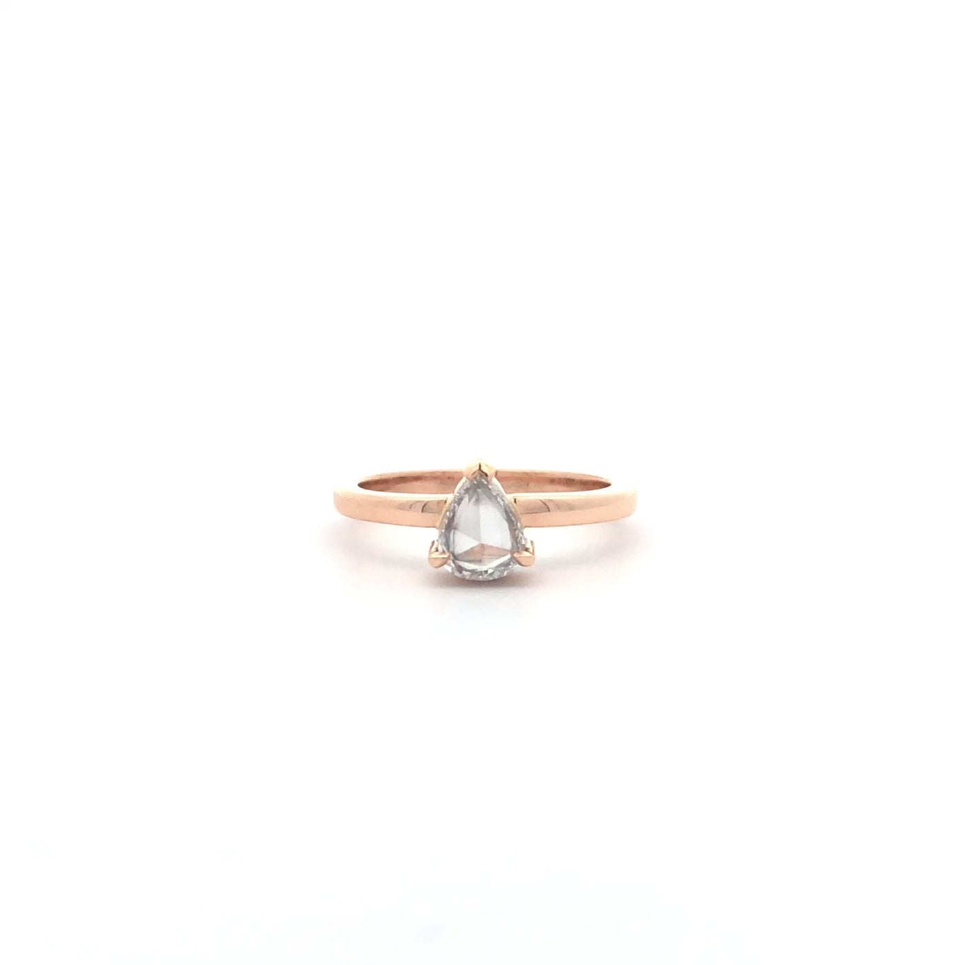 Crest: Rose Cut Diamond Solitaire Ring in Rose Gold