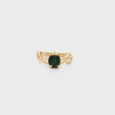 Climbing Ivy: Green Sapphire Solitaire Ring in Yellow Gold | 1.58ct