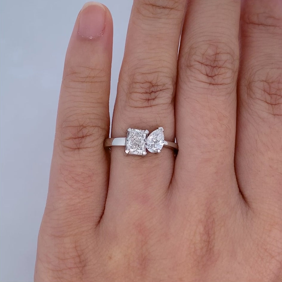Caline: Diamond Two Stone Ring in Platinum | 1.51ctw
