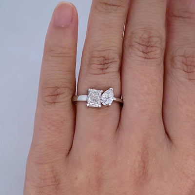Caline: Diamond Two Stone Ring in Platinum | 1.51ctw