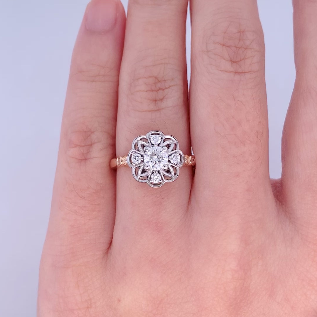 Rosette: Diamond Halo Ring in Rose Gold | 0.60ctw