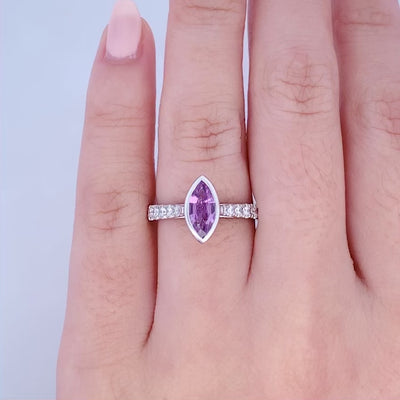 Pinque: Sapphire & Diamond Solitaire Ring in Platinum | 0.80ct