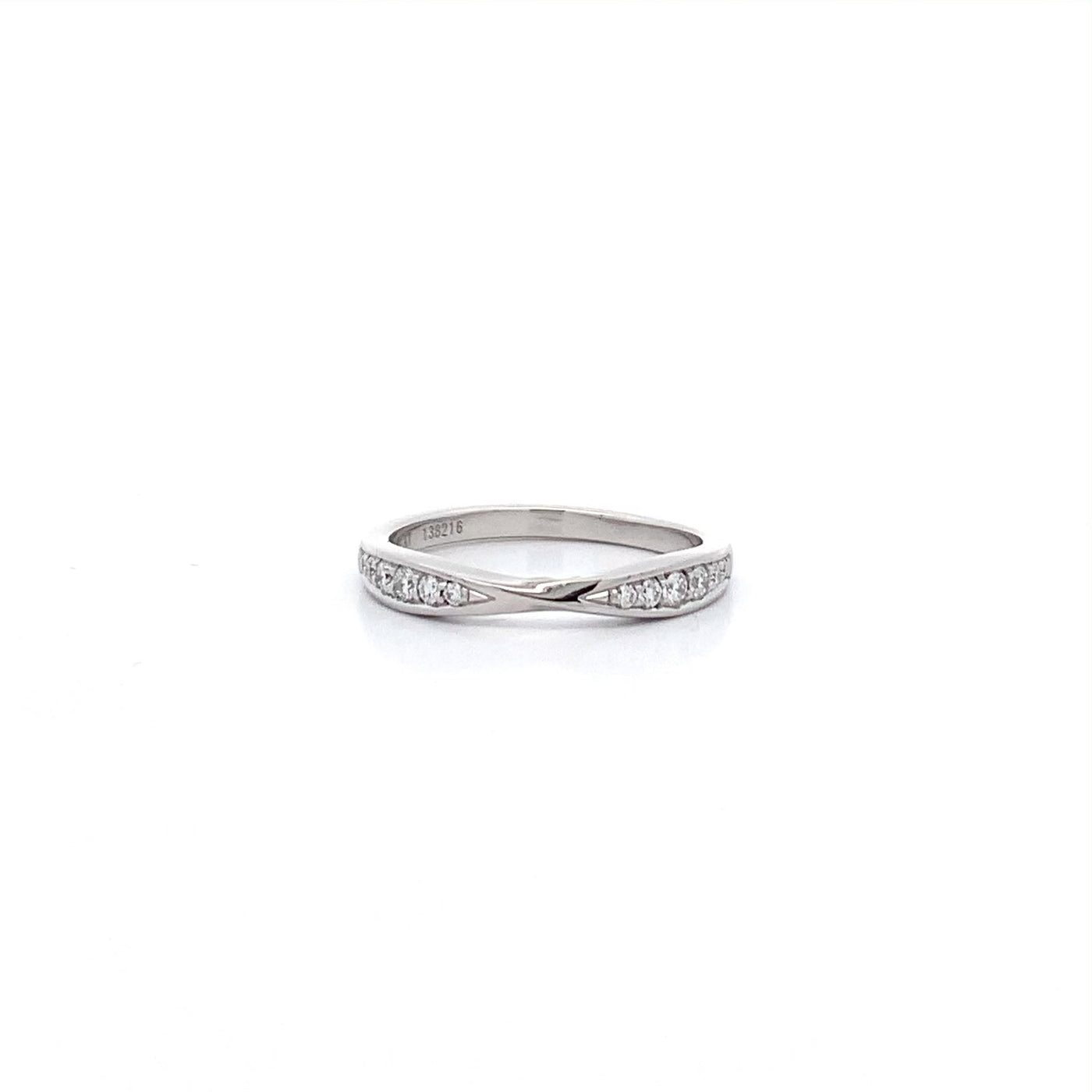 Brilliant Cut Diamond Set Cinched Ring in Platinum | 0.18ctw