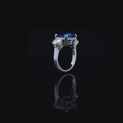 Sapphire & Diamond Three Stone Ring in Platinum | 12.24ctw