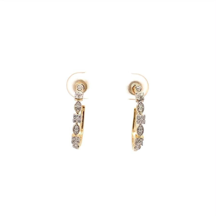 Wisteria: Diamond Cluster Hoop Earrings in Gold