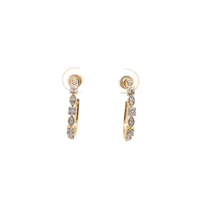 Wisteria: Diamond Cluster Hoop Earrings in Gold