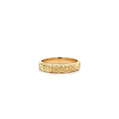 Engraved Filigree Patterned Ring in 18ct Yellow Gold by The Village Goldsmith