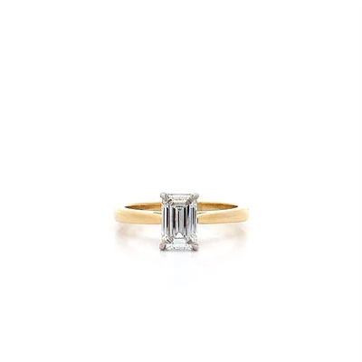 Alice: Emerald Cut Diamond Solitaire Ring in Yellow Gold | 1.0ct H VS1