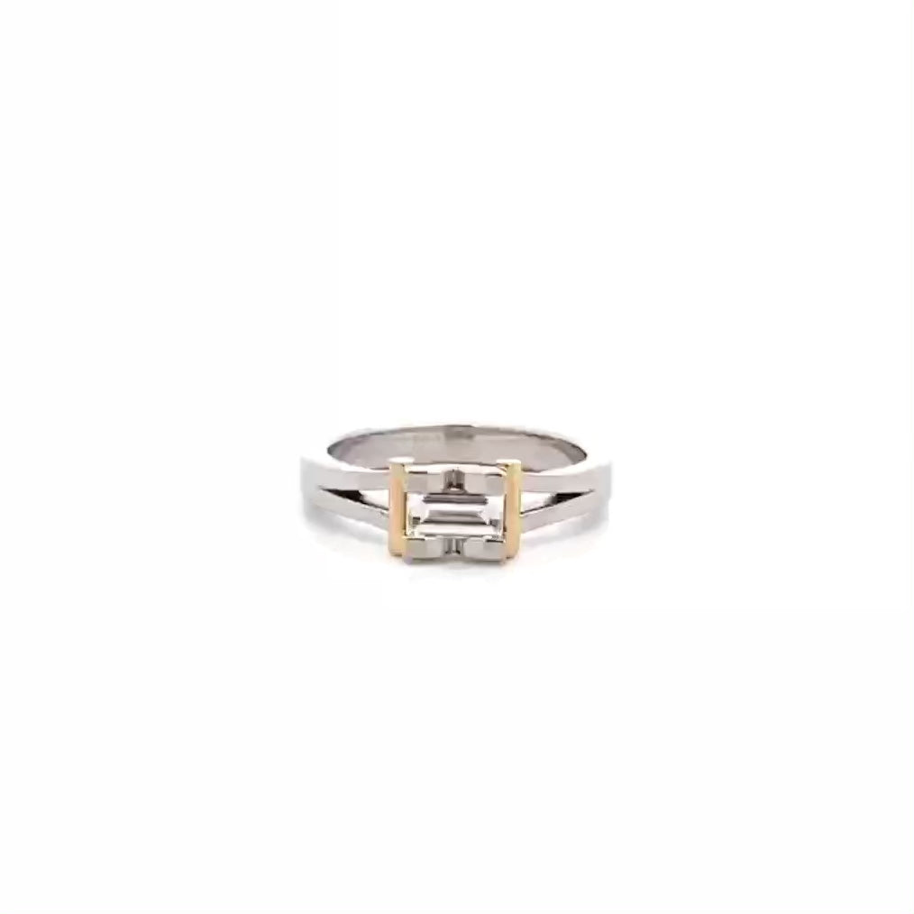 Corin: Baguette Cut Diamond Solitaire Ring in Platinum | 0.31ct