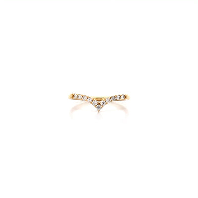 Brilliant Cut Diamond Claw Set V-shaped Ring in Yellow Gold | 0.22ctw