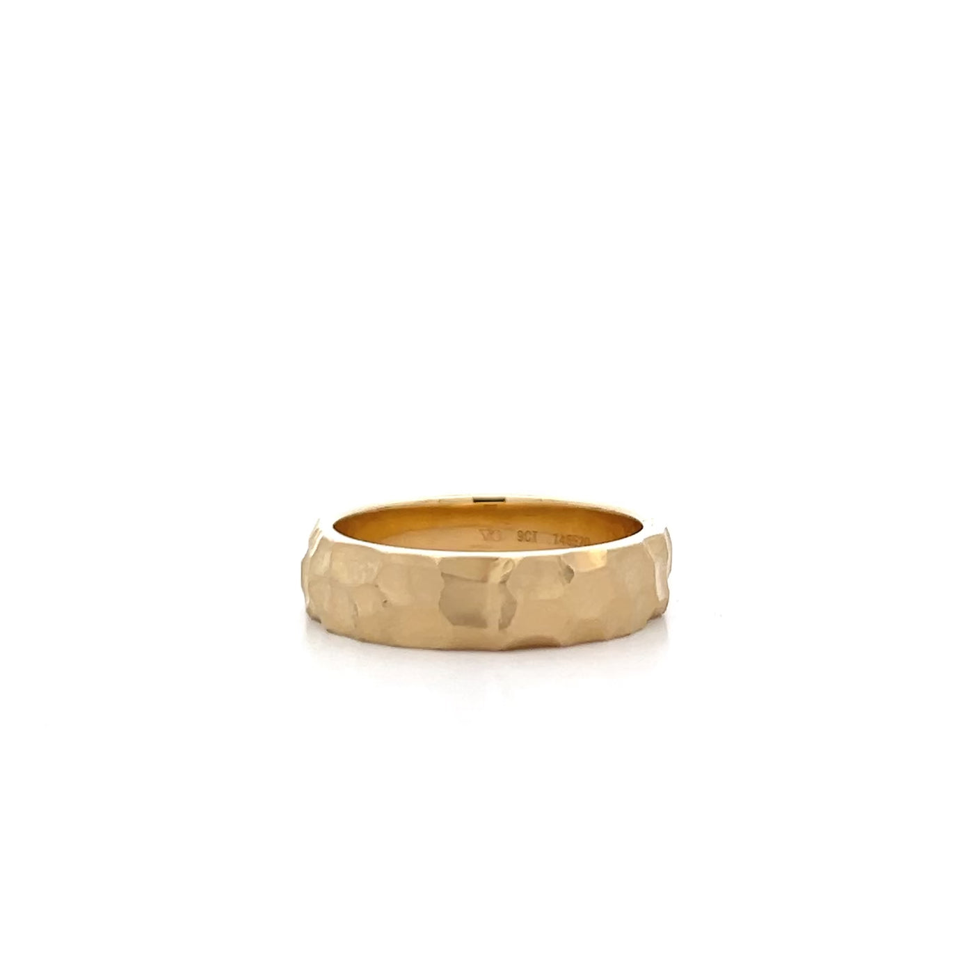 Hammered Finish 5.6mm Band in Yellow Gold
