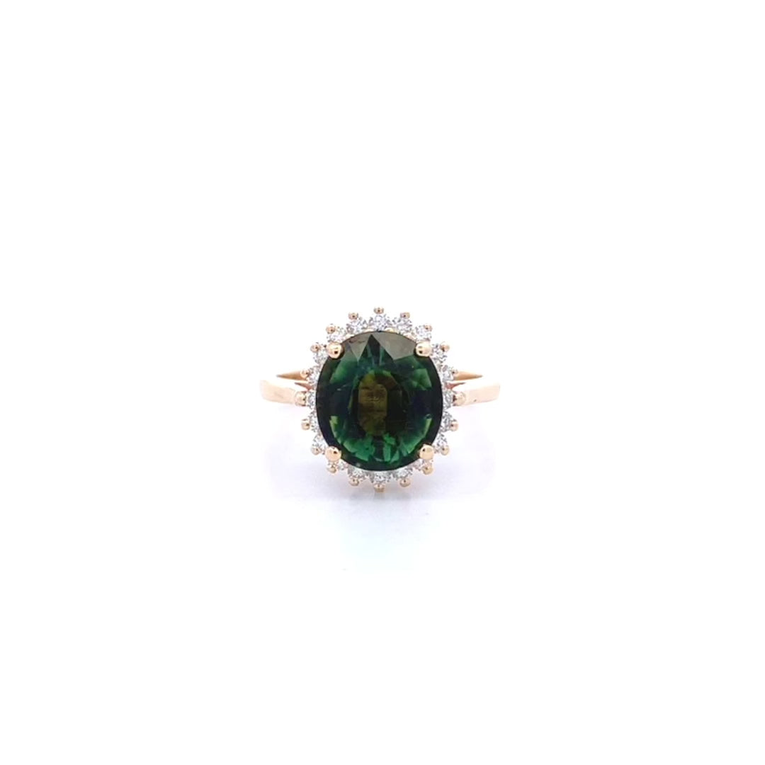 Obel: Tourmaline & Diamond Cluster Ring in Yellow Gold | 3.97ct