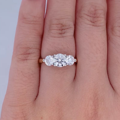 Entwine: Brilliant Cut Diamond Three Stone Ring in Yellow Gold | 1.64ctw