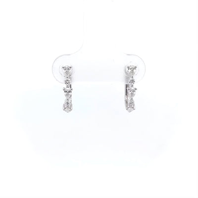 Brilliant and Pear Cut Diamond Huggie Earrings in White Gold | 0.34ctw