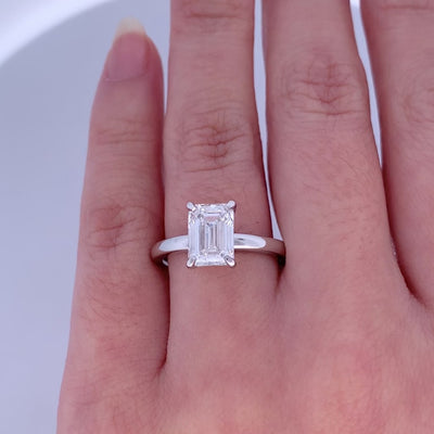 Ardor: Emerald Cut Diamond Solitaire Ring in Platinum | 2.02ct D VVS2