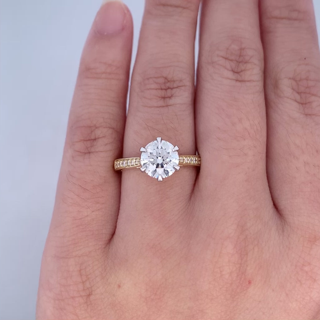 Brilliant Cut Diamond Solitaire Ring in Yellow Gold | 1.85ct I SI2