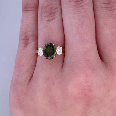 Sapphire and Diamond Three Stone Ring in Yellow Gold | 2.01ct
