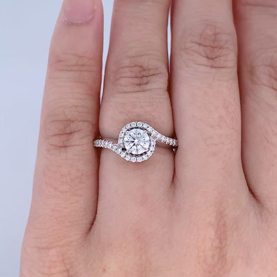 Nest: Brilliant Cut Diamond Halo Ring in Platinum | 0.84ctw