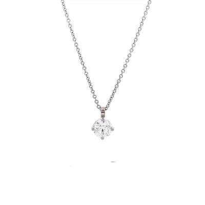 Brilliant Cut Diamond Solitaire Pendant in White Gold | 1.02ct