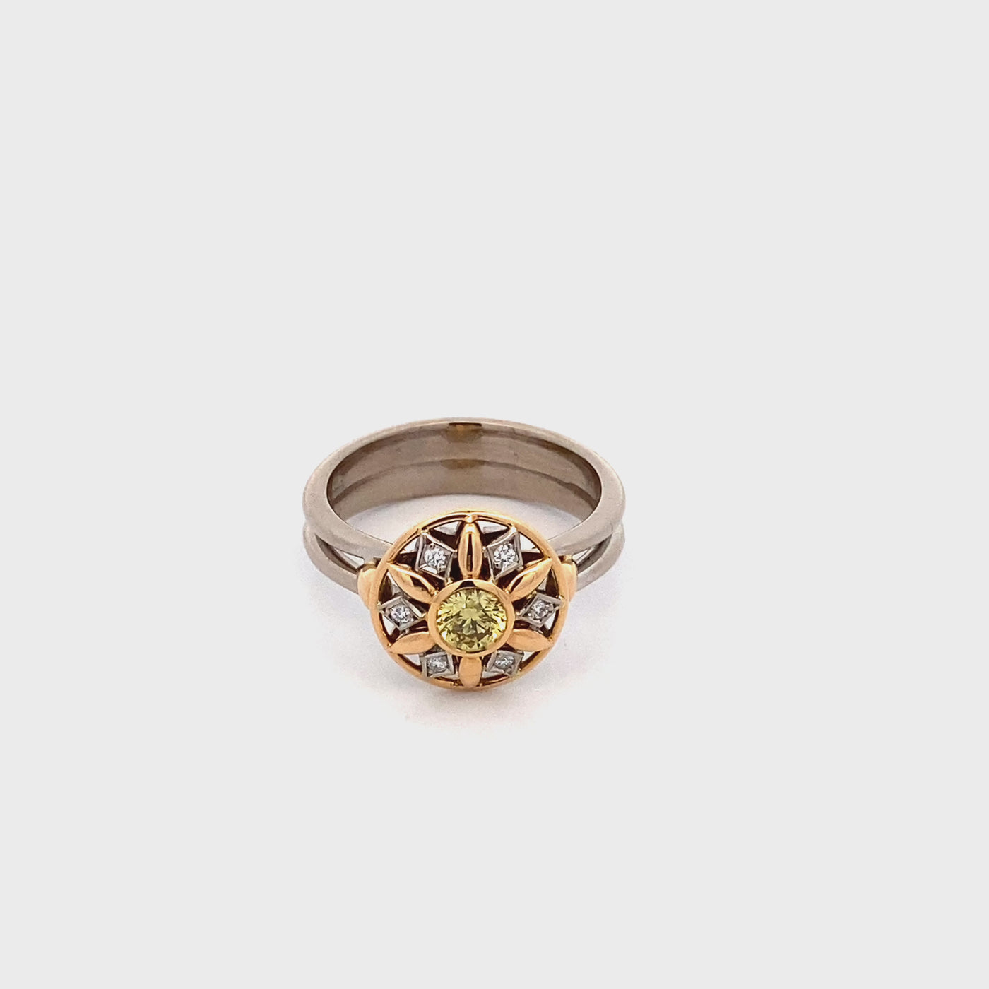 Vintage Green Diamond Halo Ring in Gold | 0.39ctw