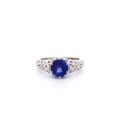 Liana: Sapphire and Diamond Solitaire Ring in Platinum