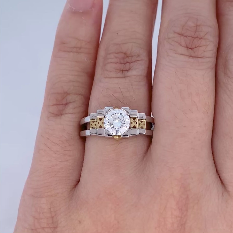 Empire: Brilliant Cut Diamond Solitaire Ring in White and Yellow Gold | 1.00ct