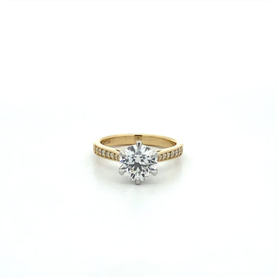 Brilliant Cut Diamond Solitaire Ring in Yellow Gold | 1.85ct I SI2