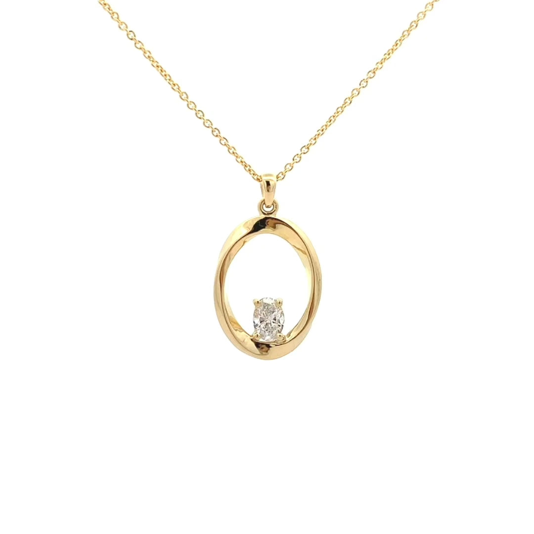 Mobius Twist Oval Cut Diamond Pendant