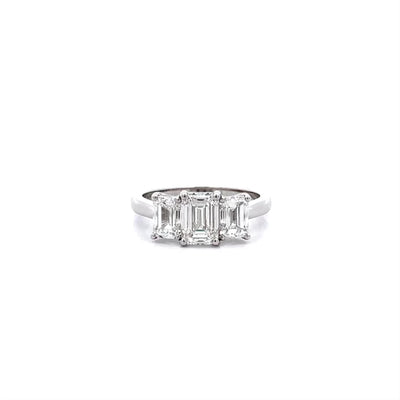 Harmony: Emerald Cut Diamond Three Stone Ring | 2.60ctw