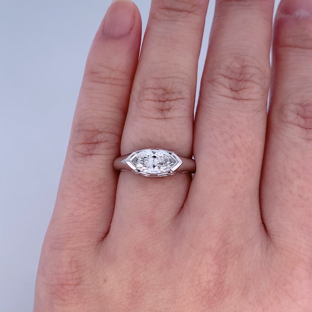 Lyrical: Marquise Cut Diamond Ring in Platinum | 1.00ct F VS2 clarity