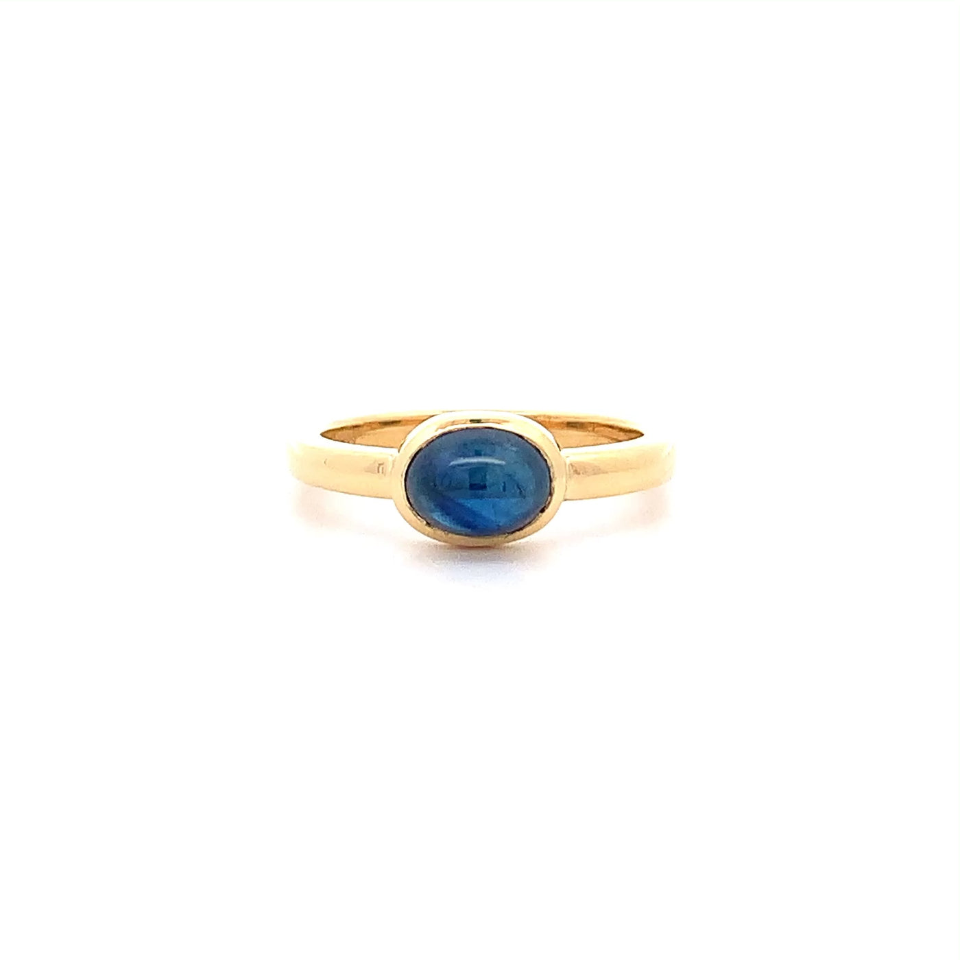 Cabochon Sapphire Solitaire Bezel Set Ring in Yellow Gold, sapphire engagement ring, dress ring