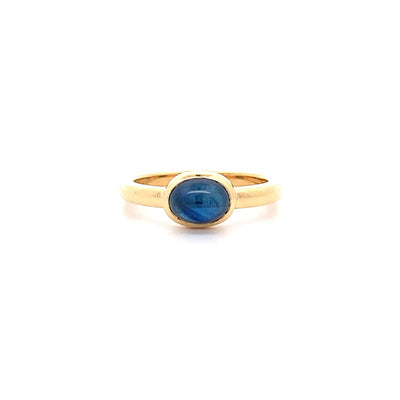 Cabochon Sapphire Solitaire Bezel Set Ring in Yellow Gold, sapphire engagement ring, dress ring