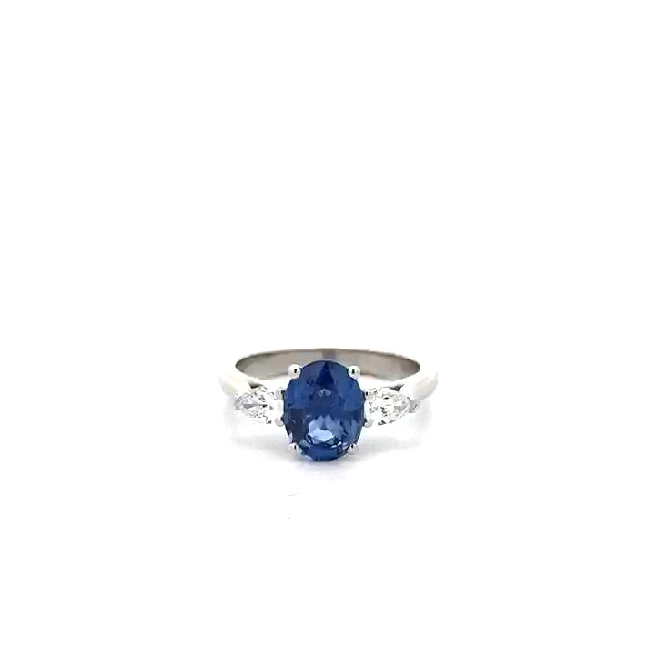 Viola: Sapphire and Diamond Three Stone Ring