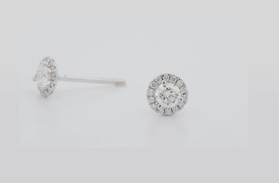 Brilliant Cut Halo Diamond Stud Earrings in White Gold | 0.50ctw