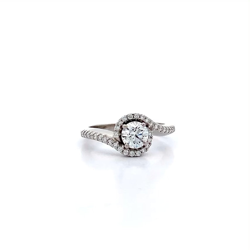 Nest: Brilliant Cut Diamond Halo Ring in Platinum | 0.84ctw