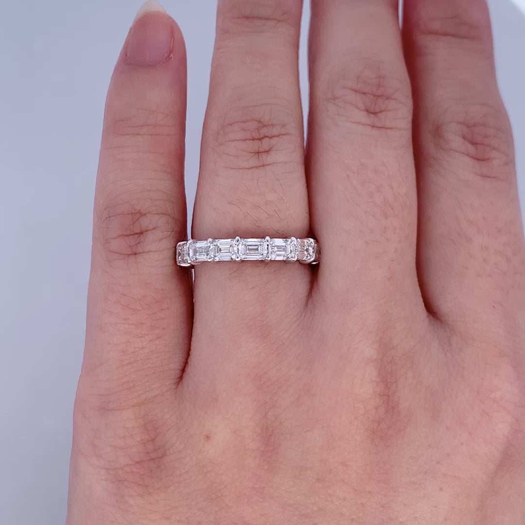 Emerald Cut Diamond Eternity Ring in Platinum | 3.84ctw