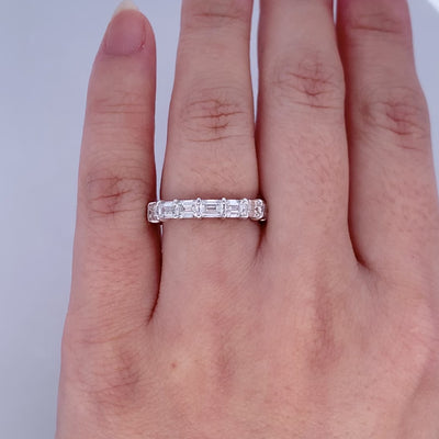 Emerald Cut Diamond Eternity Ring in Platinum | 3.84ctw