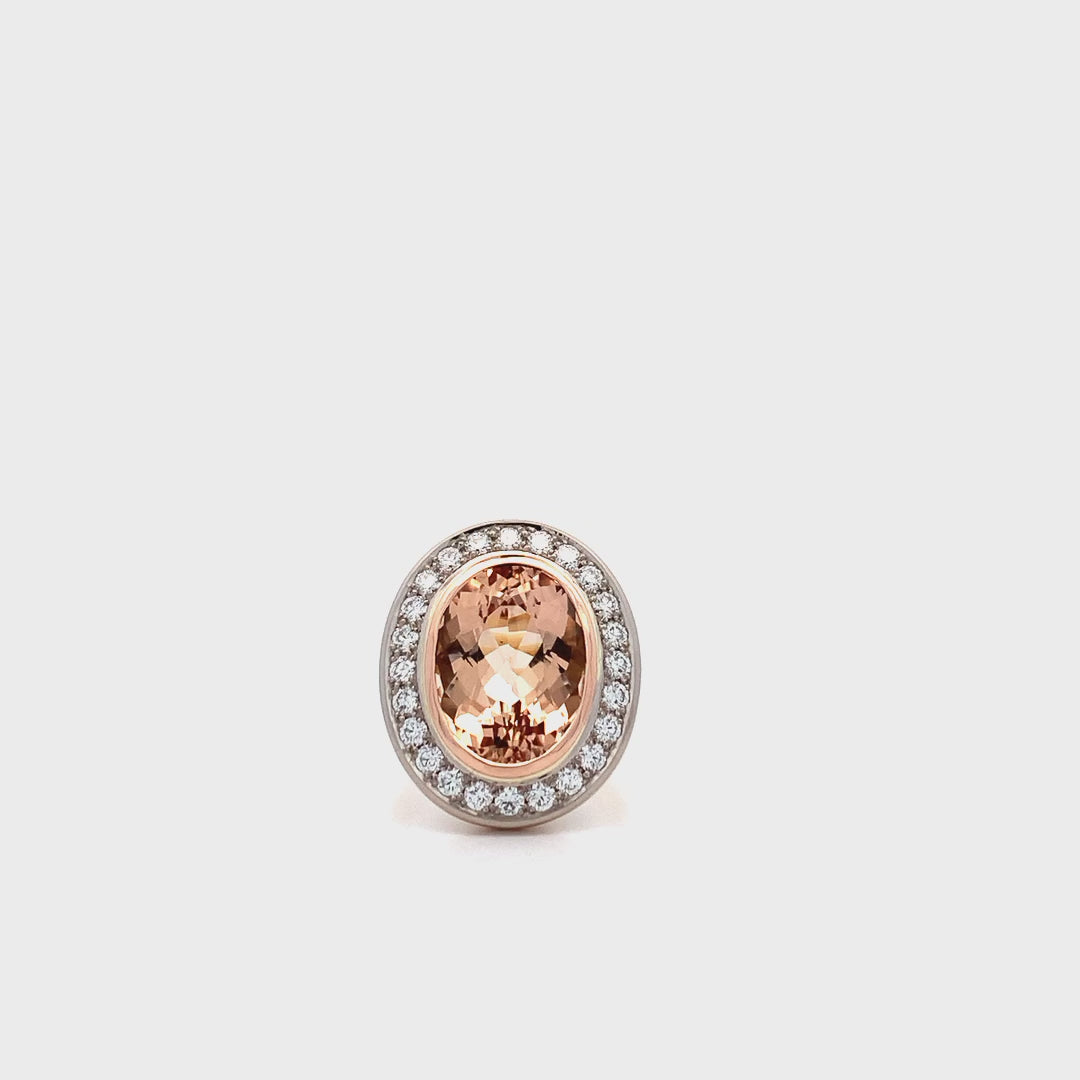 Morganite and Diamond Halo Ring in Gold | 9.50ct