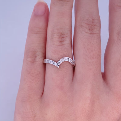 Brilliant Cut Diamond Set V' Shaped Ring
